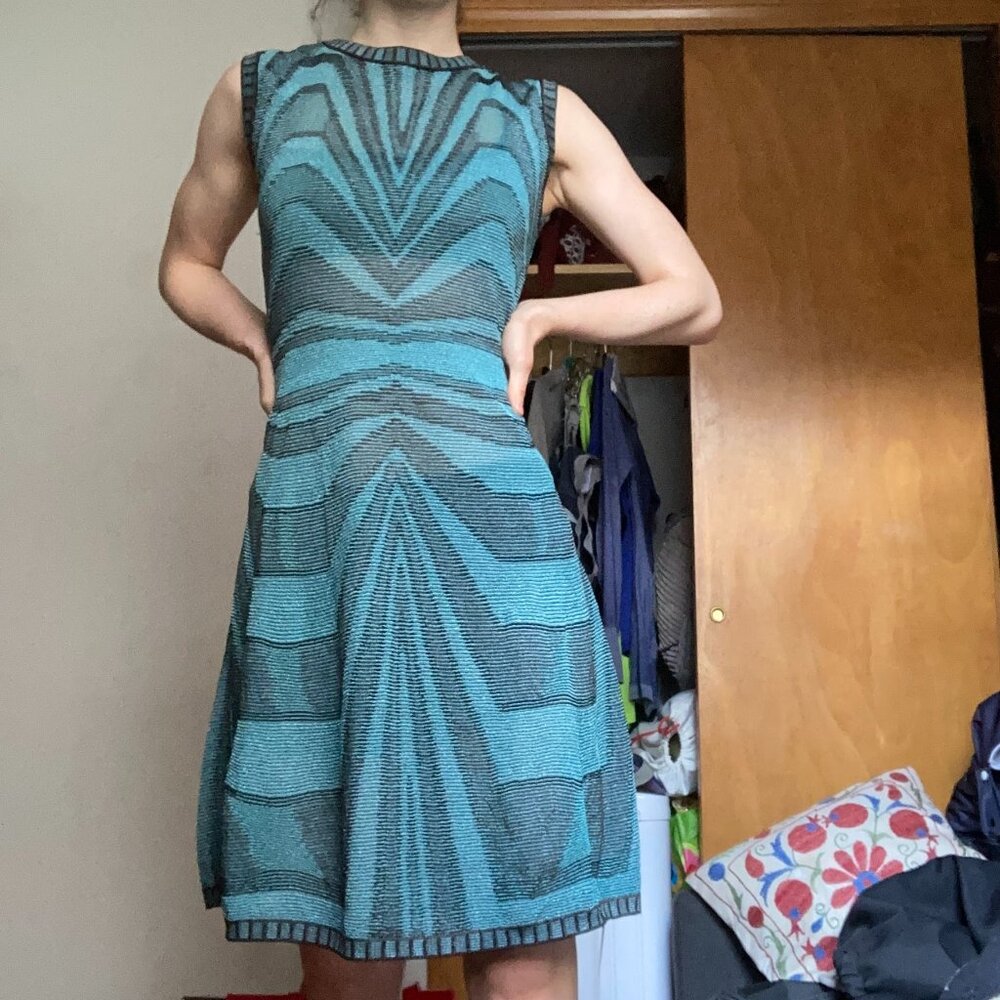 Missoni Blue Black Striped Knit Midi Dress sz S / 4